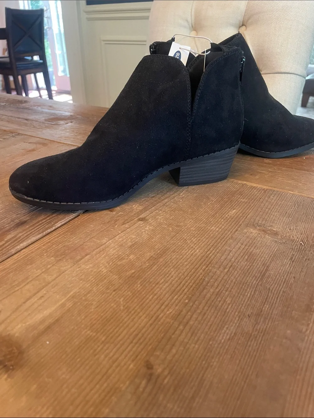 Old Navy Black Suede-Look Low Heel Booties